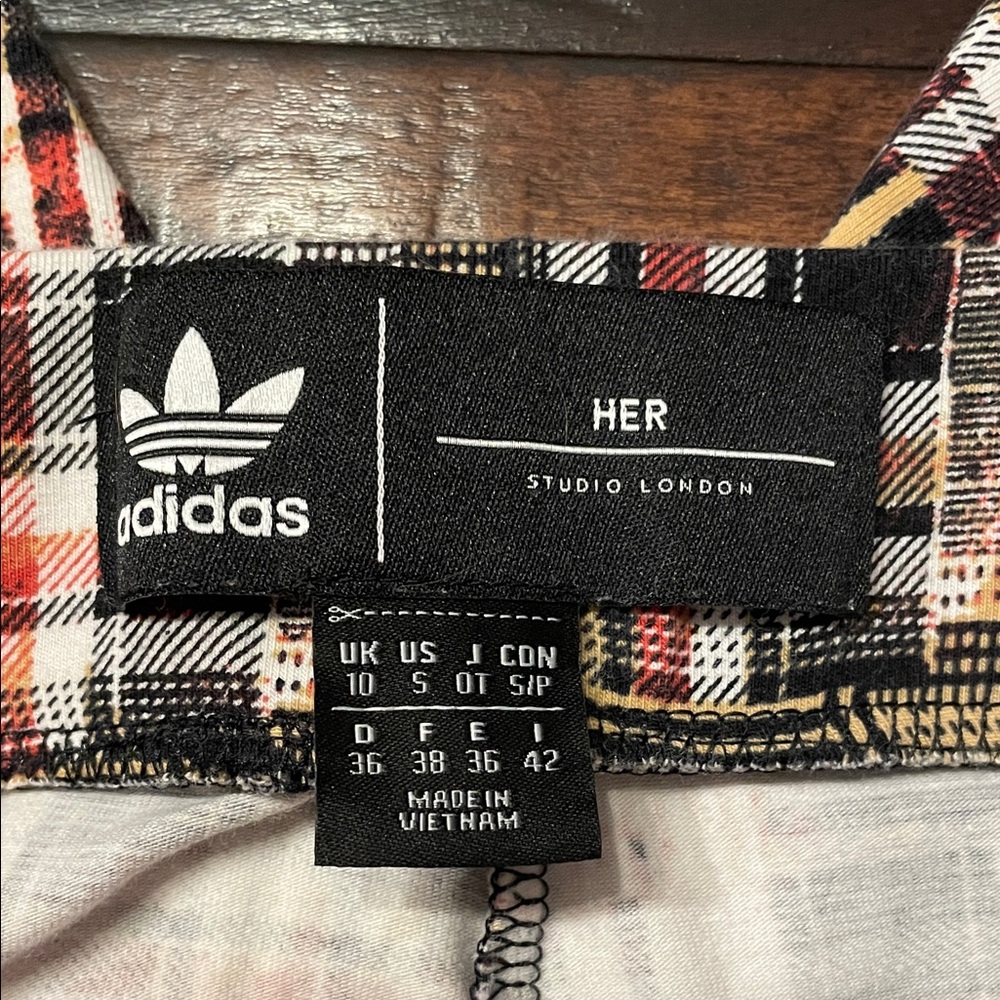 Adidas Plaid Pants with Red and Black Accents - Picture 2 of 2